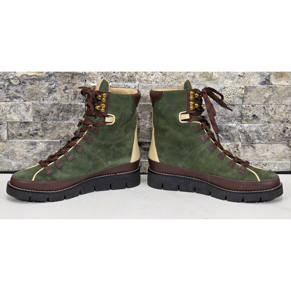 J. CREW Suede Elsa Boots Chunky Lug Sole Lace-Up Huntington Green EUC Womens 6 - Picture 9 of 12